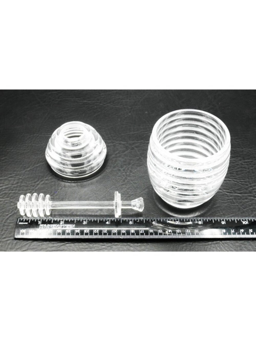 Clear Acrylic Beehive Honey Pot With Dipper Vintage from the 1980's CLEAN - Picture 6 of 9